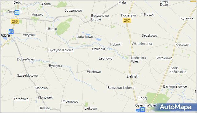 mapa Leonowo gmina Osięciny, Leonowo gmina Osięciny na mapie Targeo