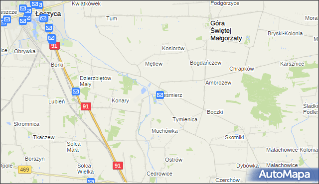 mapa Leśmierz, Leśmierz na mapie Targeo