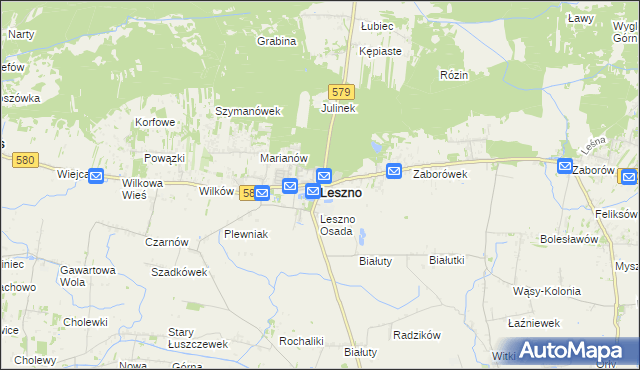 mapa Leszno powiat warszawski zachodni, Leszno powiat warszawski zachodni na mapie Targeo