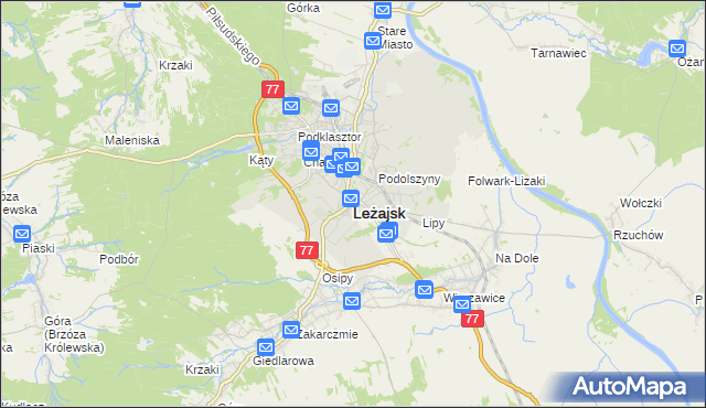 mapa Leżajsk, Leżajsk na mapie Targeo