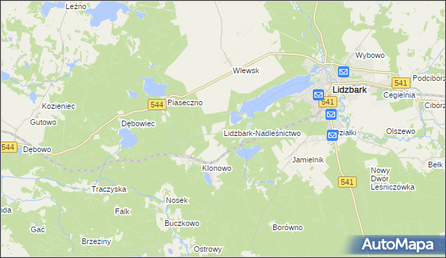 mapa Lidzbark-Nadleśnictwo, Lidzbark-Nadleśnictwo na mapie Targeo