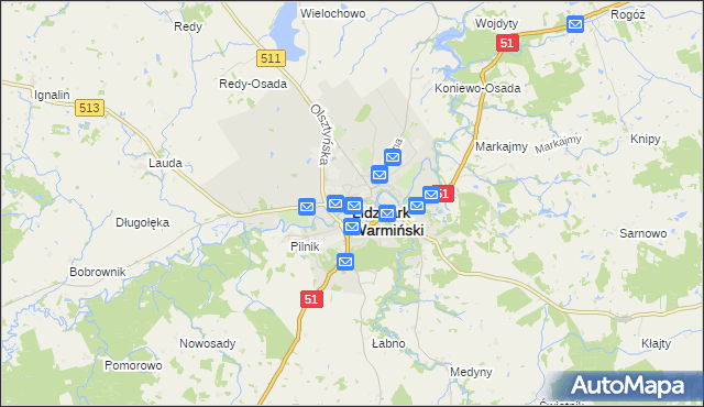 mapa Lidzbark Warmiński, Lidzbark Warmiński na mapie Targeo