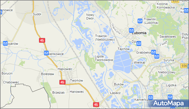 mapa Ligota Tworkowska, Ligota Tworkowska na mapie Targeo