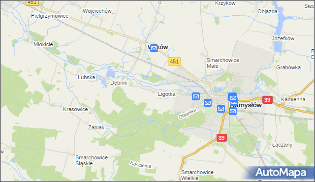 mapa Ligotka gmina Namysłów, Ligotka gmina Namysłów na mapie Targeo