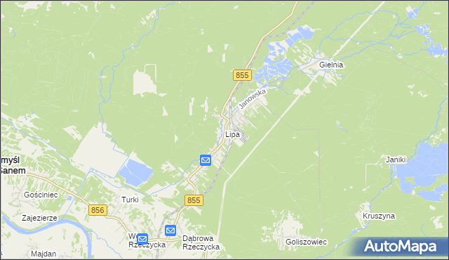 mapa Lipa gmina Zaklików, Lipa gmina Zaklików na mapie Targeo