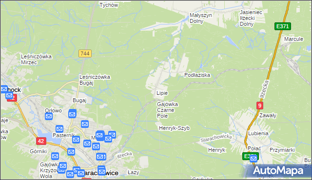 mapa Lipie gmina Brody, Lipie gmina Brody na mapie Targeo