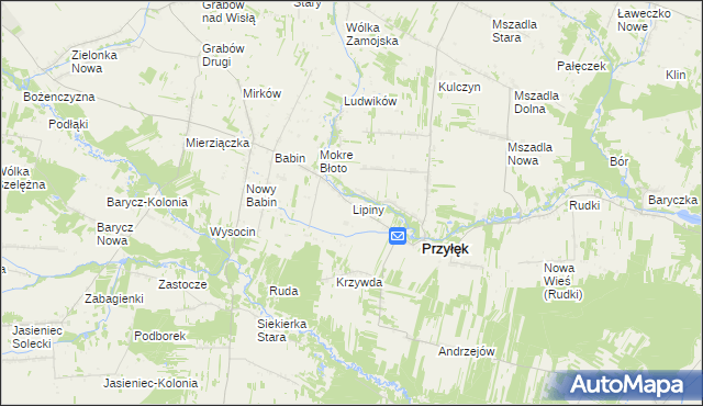 mapa Lipiny gmina Przyłęk, Lipiny gmina Przyłęk na mapie Targeo