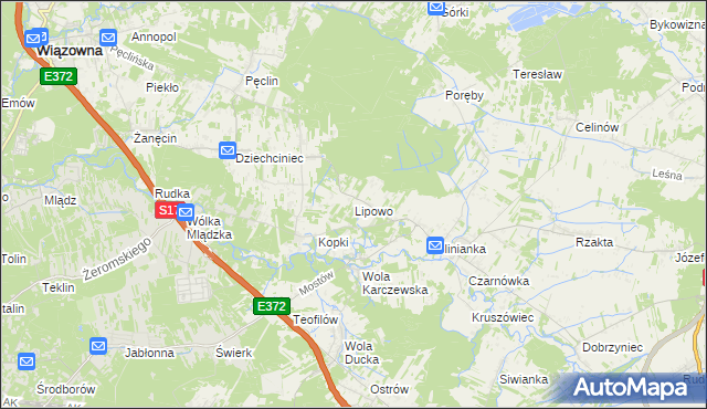 mapa Lipowo gmina Wiązowna, Lipowo gmina Wiązowna na mapie Targeo