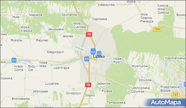 mapa Lipsko, Lipsko na mapie Targeo