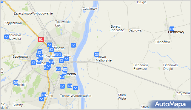 mapa Lisewo Malborskie, Lisewo Malborskie na mapie Targeo