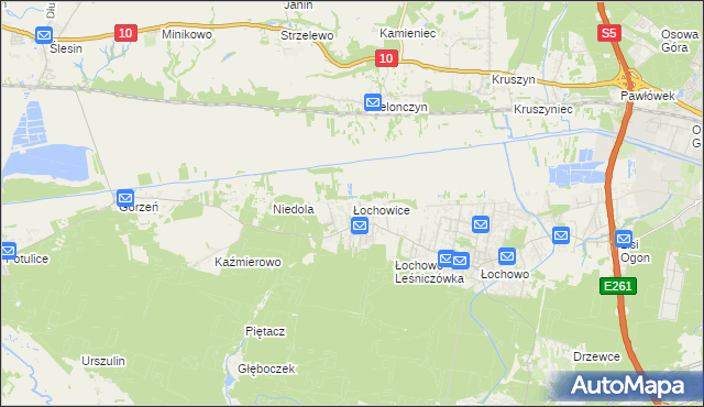 mapa Łochowice gmina Białe Błota, Łochowice gmina Białe Błota na mapie Targeo