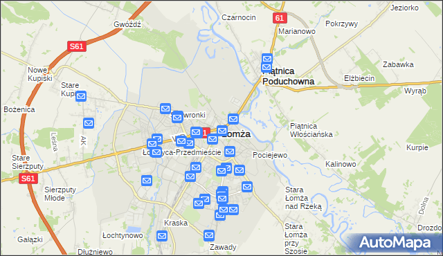mapa Łomży, Łomża na mapie Targeo