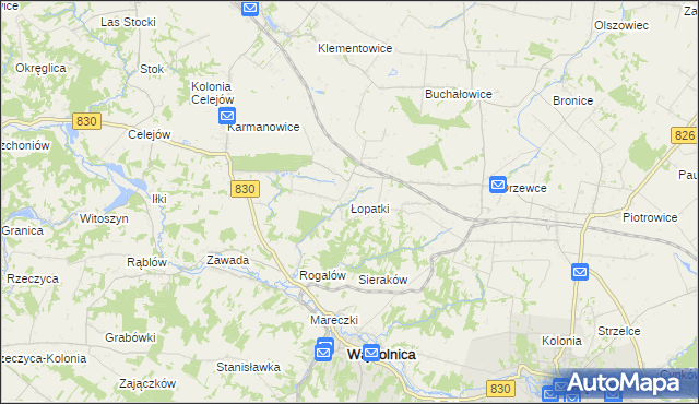 mapa Łopatki gmina Wąwolnica, Łopatki gmina Wąwolnica na mapie Targeo