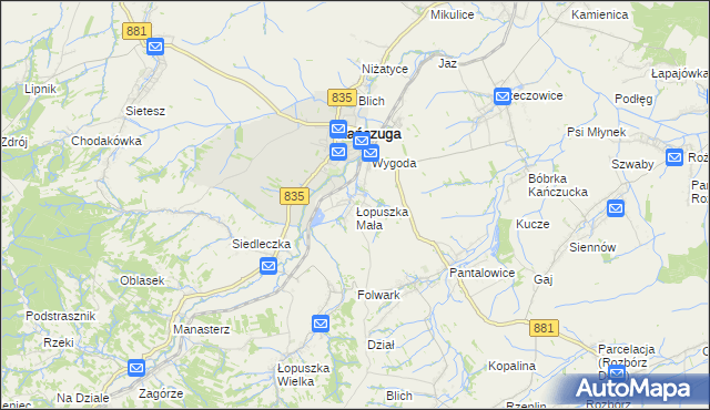 mapa Łopuszka Mała, Łopuszka Mała na mapie Targeo