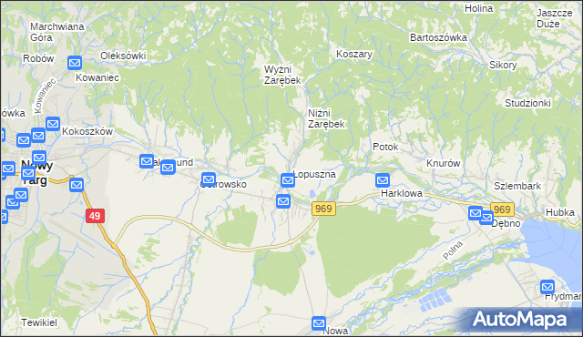 mapa Łopuszna, Łopuszna na mapie Targeo