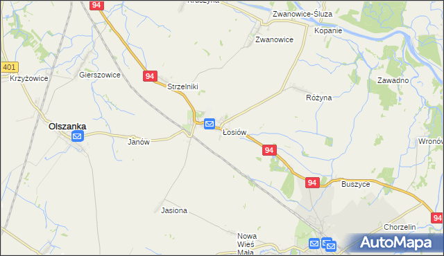 mapa Łosiów, Łosiów na mapie Targeo