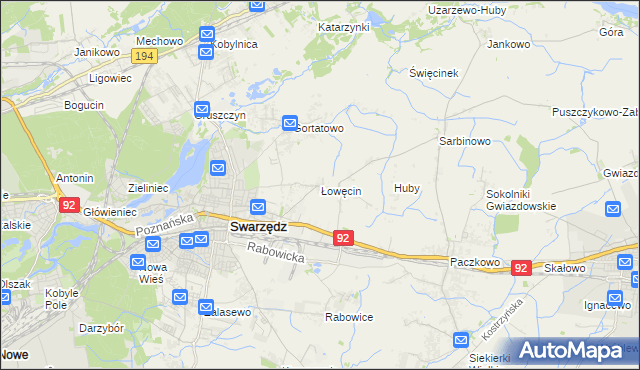 mapa Łowęcin, Łowęcin na mapie Targeo