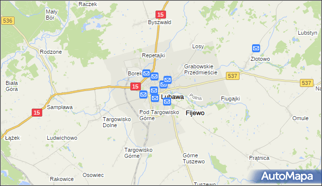 mapa Lubawa, Lubawa na mapie Targeo