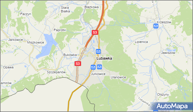 mapa Lubawka, Lubawka na mapie Targeo