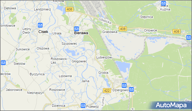 mapa Lubieszów gmina Bierawa, Lubieszów gmina Bierawa na mapie Targeo