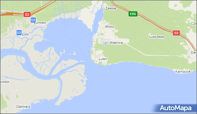 mapa Lubin gmina Międzyzdroje, Lubin gmina Międzyzdroje na mapie Targeo