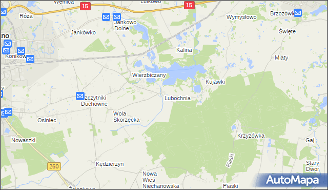 mapa Lubochnia gmina Gniezno, Lubochnia gmina Gniezno na mapie Targeo