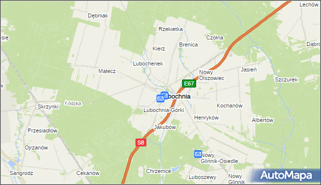 mapa Lubochnia powiat tomaszowski, Lubochnia powiat tomaszowski na mapie Targeo
