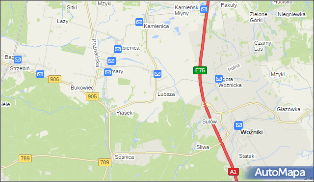 mapa Lubsza gmina Woźniki, Lubsza gmina Woźniki na mapie Targeo