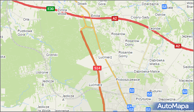 mapa Lućmierz-Ośrodek, Lućmierz-Ośrodek na mapie Targeo