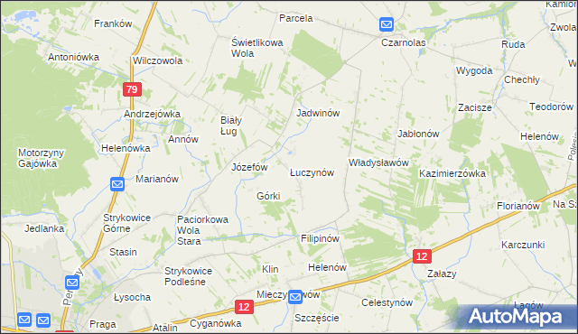 mapa Łuczynów gmina Policzna, Łuczynów gmina Policzna na mapie Targeo