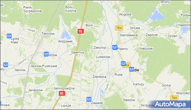 mapa Ludwików gmina Gidle, Ludwików gmina Gidle na mapie Targeo