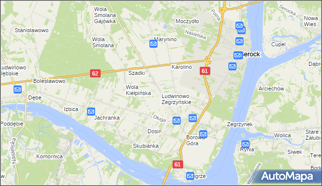 mapa Ludwinowo Zegrzyńskie, Ludwinowo Zegrzyńskie na mapie Targeo