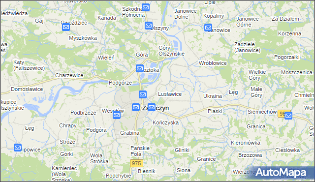 mapa Lusławice gmina Zakliczyn, Lusławice gmina Zakliczyn na mapie Targeo