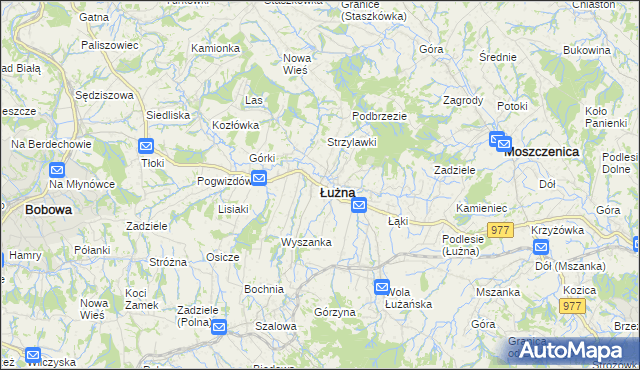 mapa Łużna, Łużna na mapie Targeo