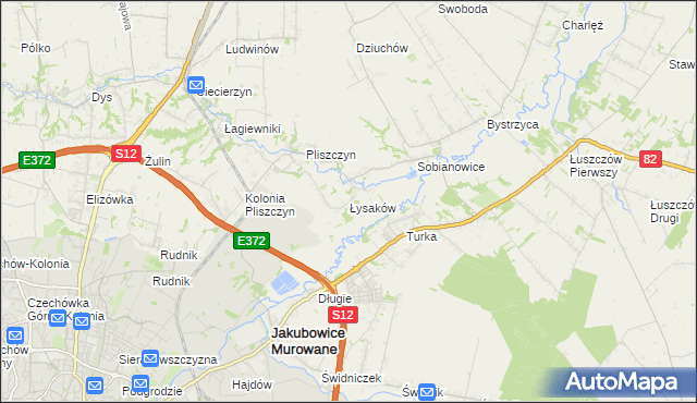 mapa Łysaków gmina Wólka, Łysaków gmina Wólka na mapie Targeo