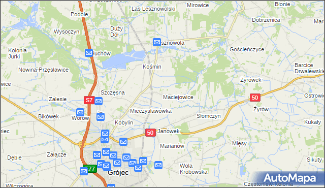mapa Maciejowice gmina Grójec, Maciejowice gmina Grójec na mapie Targeo