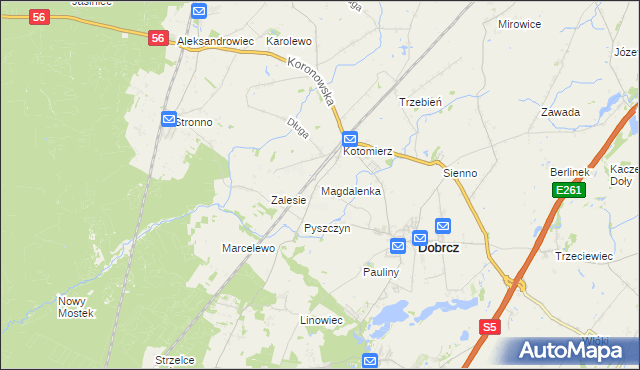 mapa Magdalenka gmina Dobrcz, Magdalenka gmina Dobrcz na mapie Targeo