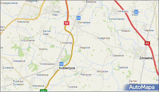 mapa Magnice, Magnice na mapie Targeo