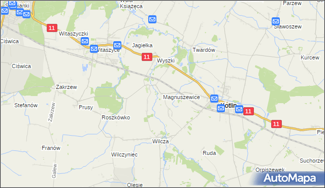 mapa Magnuszewice, Magnuszewice na mapie Targeo