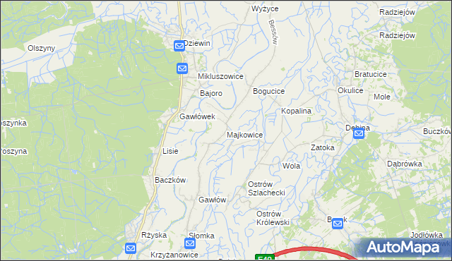 mapa Majkowice gmina Bochnia, Majkowice gmina Bochnia na mapie Targeo