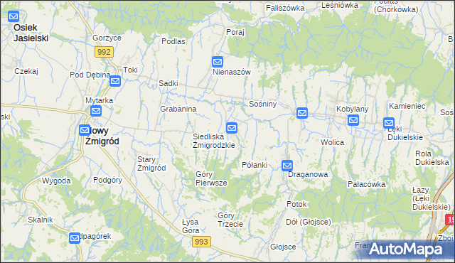 mapa Makowiska gmina Nowy Żmigród, Makowiska gmina Nowy Żmigród na mapie Targeo