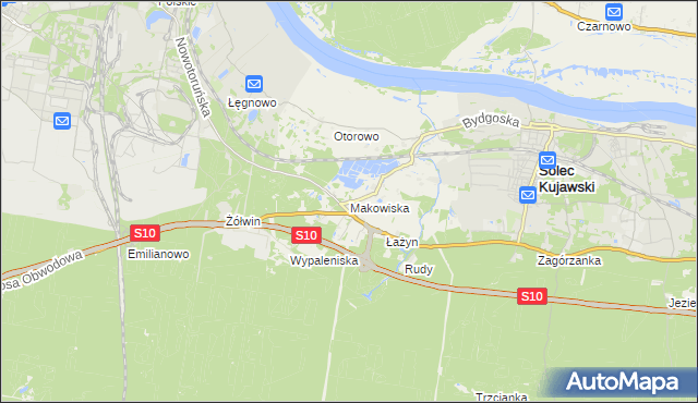 mapa Makowiska gmina Solec Kujawski, Makowiska gmina Solec Kujawski na mapie Targeo