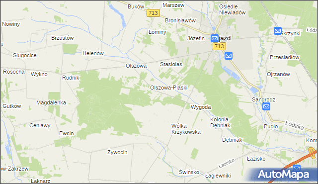 mapa Maksymów gmina Ujazd, Maksymów gmina Ujazd na mapie Targeo