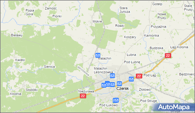 mapa Malachin, Malachin na mapie Targeo