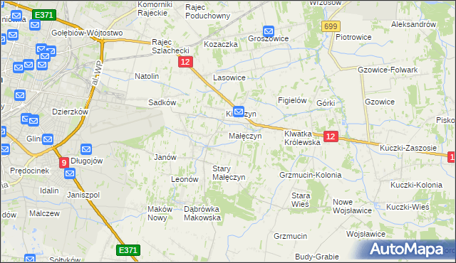 mapa Małęczyn gmina Gózd, Małęczyn gmina Gózd na mapie Targeo