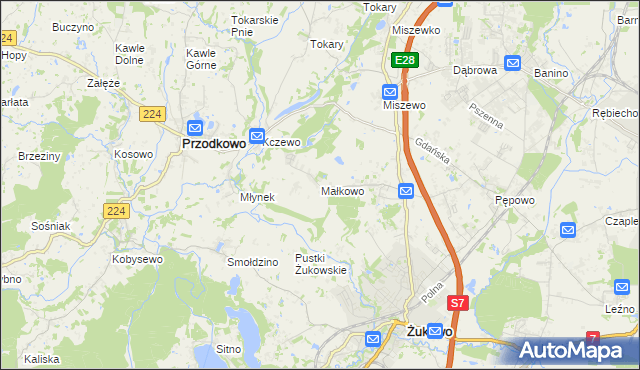 mapa Małkowo, Małkowo na mapie Targeo