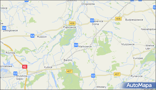 mapa Mańkowice, Mańkowice na mapie Targeo