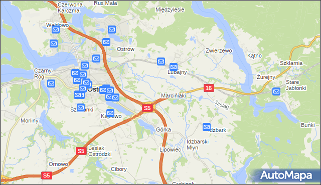 mapa Marciniaki, Marciniaki na mapie Targeo