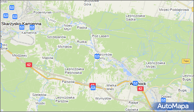 mapa Marcinków gmina Wąchock, Marcinków gmina Wąchock na mapie Targeo