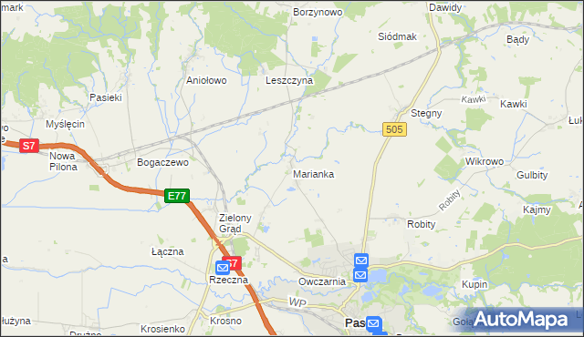 mapa Marianka gmina Pasłęk, Marianka gmina Pasłęk na mapie Targeo